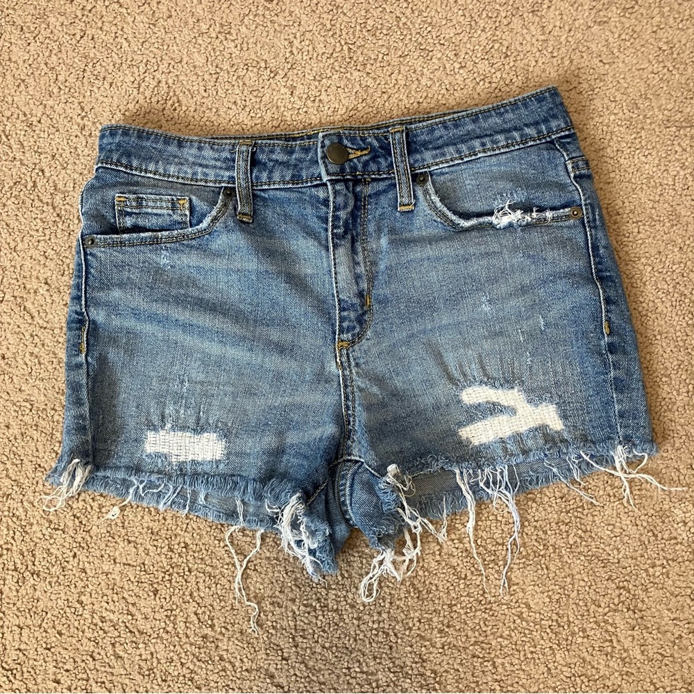 Universal Thread‎ Distressed High Rise Shortie Blue Jean Shorts Size 4/27R